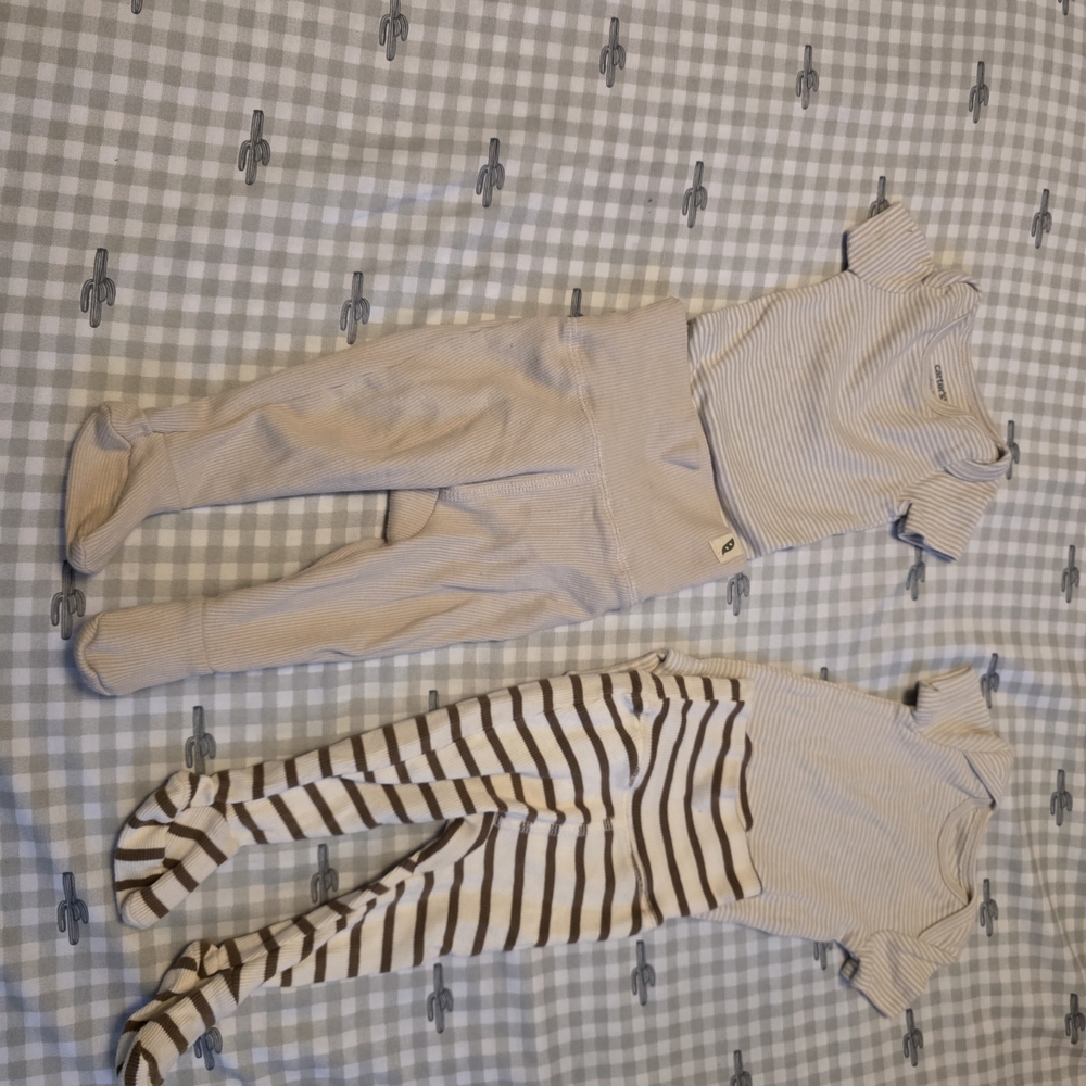 Carter's Beige/Tan Ribbed Two-Piece Baby Legging Sets